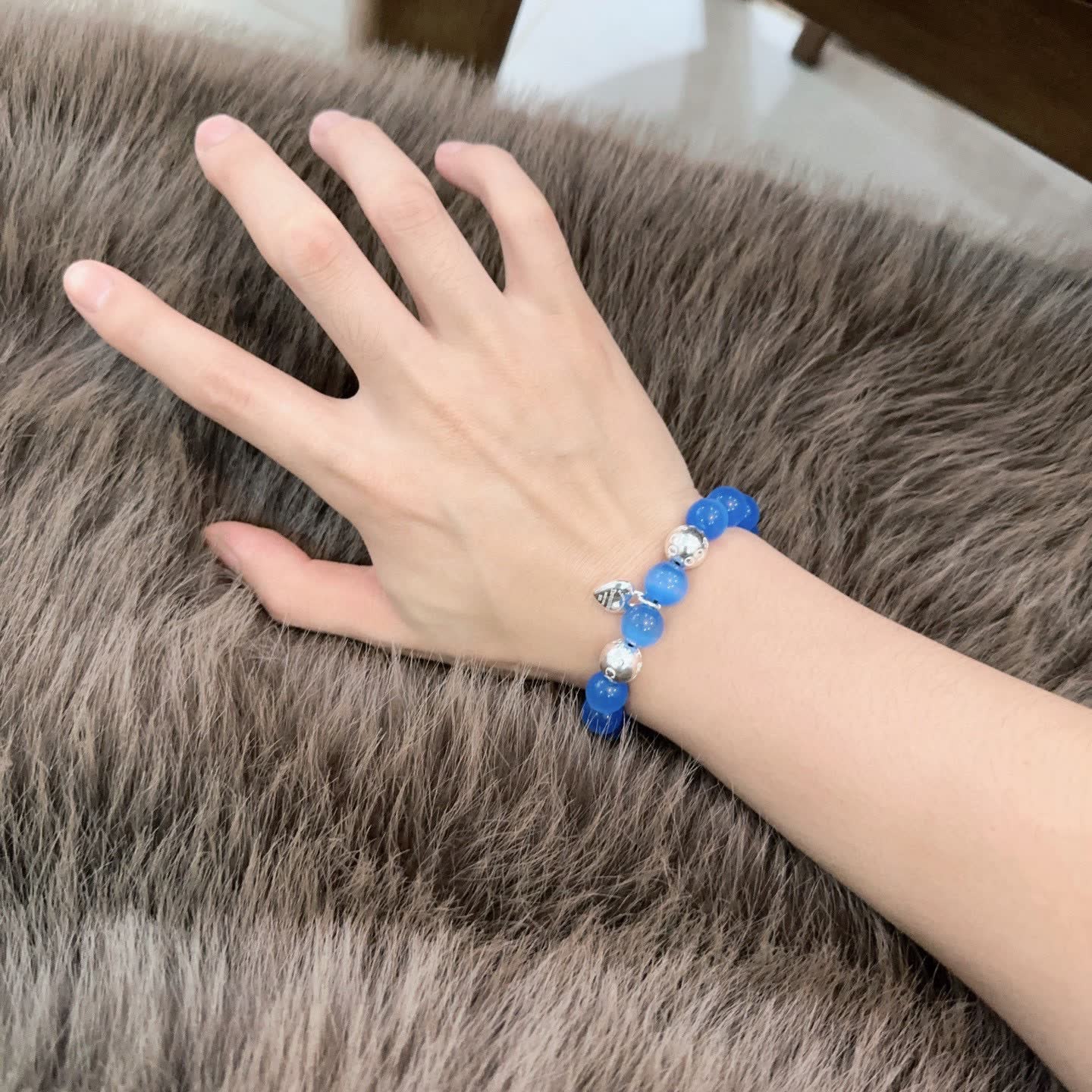 Tiffany & Co. Blue Beaded Bracelet with Lock Charm